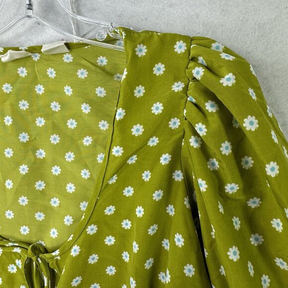 Levi’s Embry Tie Front Green Floral Daisy Lightweight Boho Top Womens Size XL - Picture 11 of 14